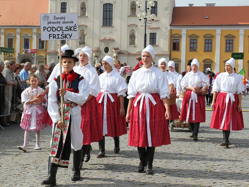 Průvod slavností vína na hradišťském Masarykově náměstí.