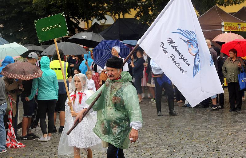 Tradičnímu defilé na Masarykově náměstí nepřálo počasí.