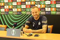 Kapitán fotbalistů Slovácka Michal Kadlec na tiskové konferenci před čtvrtečním pohárovým zápasem s Partizanem Bělehrad.