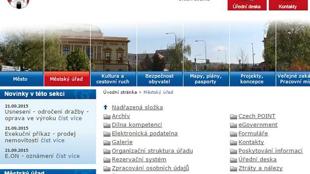 Webové stránky města Uherské Hradiště (detail). Ilustrační foto