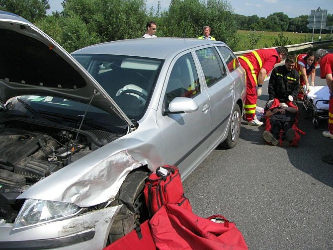 Dopravní nehoda na obchvatu u Uherského Hradiště.