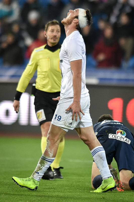 Utkání 16. kola první fotbalové ligy: FC Baník Ostrava - FC Slovácko, 24. listopadu 2018 v Ostravě. Jakub Šašinka.