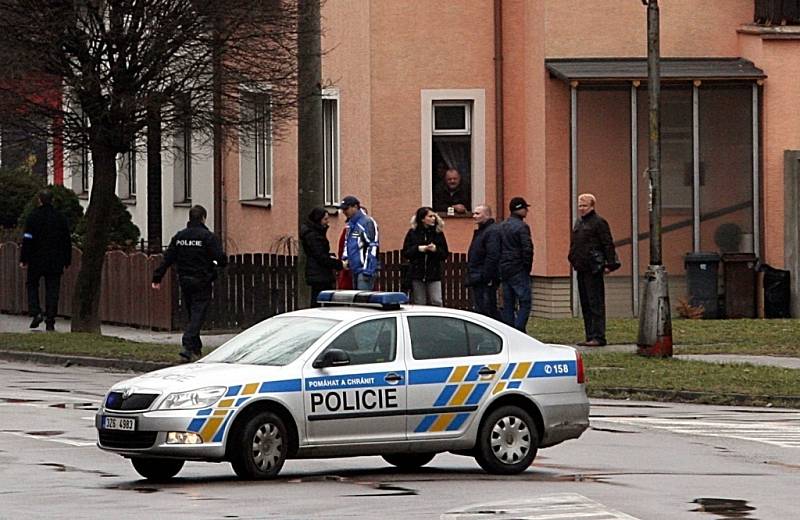 Policejní zásah po střelbě v restauraci Družba v Uherském Brodě.