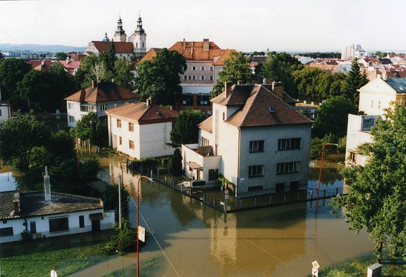 Povodně v Uherském Hradišti v roce 1997.