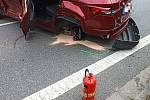 Nehoda dvou osobních automobilů v Ostrožské Nové Vsi na Uherskohradišťsku; neděle 27. srpna 2023