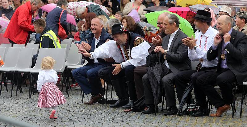 Tradičnímu defilé na Masarykově náměstí nepřálo počasí.