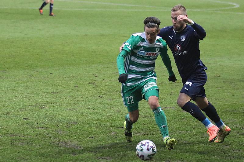 Fotbalisté Slovácka (v modrých dresech) v 16. kole FORTUNA:LIGY zvítězili v Ďolíčku nad pražskými Bohemians 1905 3:1.