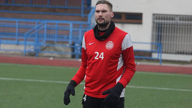Brankář fotbalistů Uherského Brodu Petr Kratochvíl při tréninku na Lapači. 