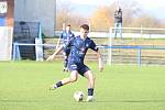 Fotbalisté Slovácka B (modré dresy) ve třetí lize podruhé za sebou remizovali 1:1. 