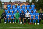 Fotbalisté Ořechova (v modrých dresech) v 10. kole krajské I. B třídy skupiny C přehráli Slavkov 4:0