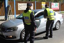Policejní kontrola na hranici se Slovenskem ve Strání 4. října