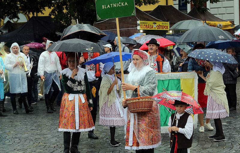 Tradičnímu defilé na Masarykově náměstí nepřálo počasí.