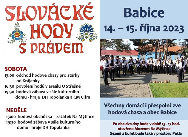 Víkendové Tipy Slováckého deníku na 14. – 15. října. Hody v Babicích.