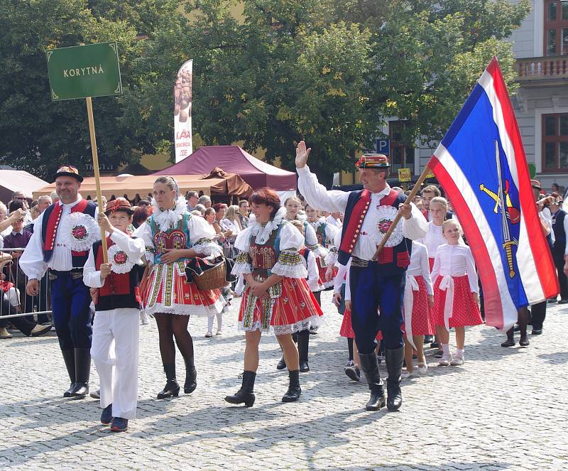 Průvod krojovaných vystartoval z Vinohradské ulice. Po dvoukilometrovém pochodu dorazili folkloristé na zaplněné Masarykovo náměstí.