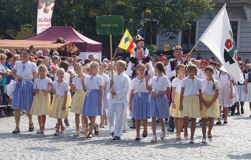 Průvod krojovaných vystartoval z Vinohradské ulice. Po dvoukilometrovém pochodu dorazili folkloristé na zaplněné Masarykovo náměstí.