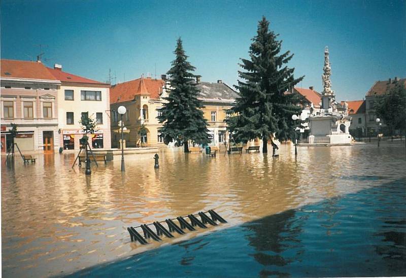 Povodně v Uherském Hradišti v roce 1997.