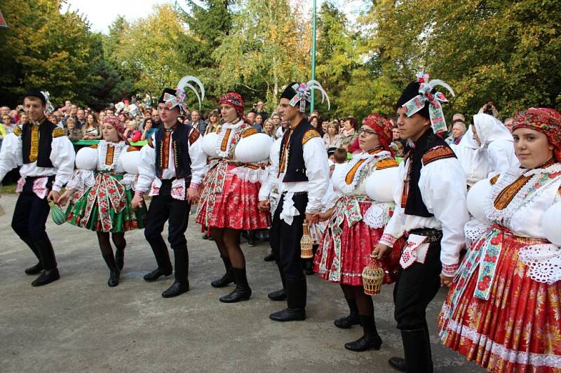 Pestrosti slováckých krojů dalo vyniknout při hodech v Nedakonicích krásné tereziánské babí léto.