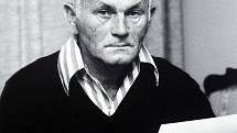 Výstava Okamžiky 100letí na Mariánském náměstí v Uherském Hradišti.Bohumil Hrabal 1979