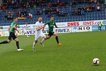 Fotbalisté Slovácka (v bílých dresech) ve 25. kole FORTUNA:LIGY proti Jablonci