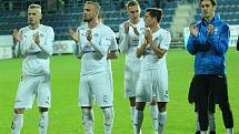 Fotbalisté Slovácka (v bílých dresech) v předehrávce 12. kola FORTUNA:LIGY porazili Liberec 3:1.