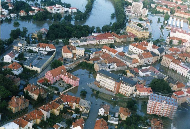 Povodně v Uherském Hradišti v roce 1997.