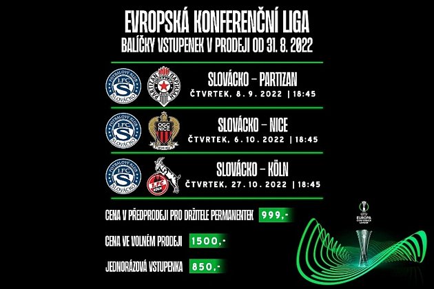 Fotbalové Slovácko zveřejnilo ceny vstupného na domácí zápasy Evropské konferenční ligy.