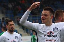 Záložník Slovácka Dominik Janošek slaví gólovou trefu