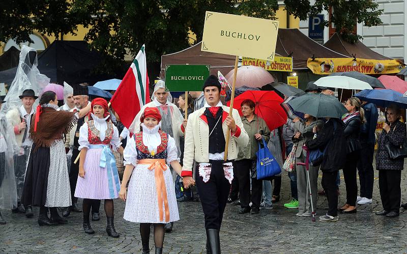 Tradičnímu defilé na Masarykově náměstí nepřálo počasí.