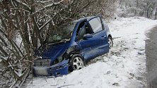 Ledovka na Boží hod potrápila řidiče. Hasiči museli odpoledne během 80 minut zasahovat hned u pěti nehod na Uherskohradišťsku a Vsetínsku, 25. 12. 2021