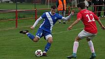 Fotbalisté Uherského Brodu (červené dresy) v 7. kole MSFL zdolali Frýdek-M9stek 2:1.