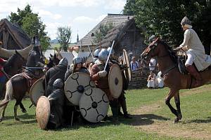 Bitva o Veligrad v Archeoskanzenu Modrá, srpen 2021.