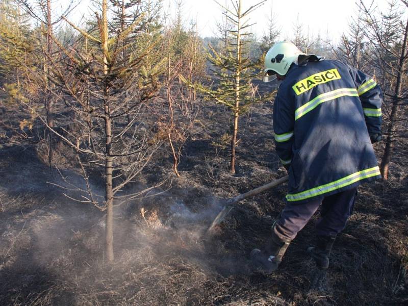 Při pálení odpadu v Uherském Ostrohu se požár rozšířil do blízkého lesa.