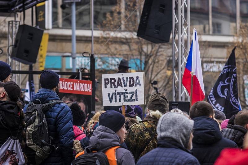 Demonstrace proti povinné vakcinaci, Praha 9. ledna 2022.