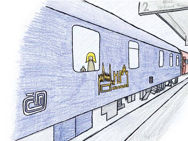 Noc na kolejích. Jedna z ilustrací Janise Mahbouliho v knize Pohádky z nádraží.