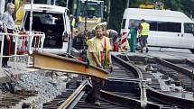 Rekonstrukce tramvajové trati ve Spálené ulici v Praze