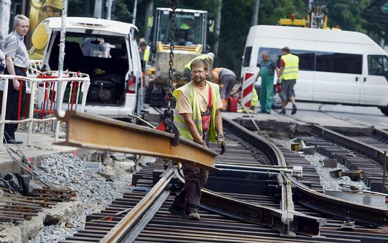 Rekonstrukce tramvajové trati ve Spálené ulici v Praze