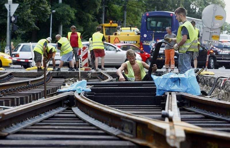 Rekonstrukce tramvajové trati ve Spálené ulici v Praze