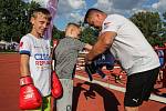 Trénink v olympijském parku vedli boxeři z oddílu Pražský Rohovník, trenér Michal Soukup, mládežníci Adam Marcin a Samuel Klabeneš.