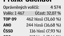 Pětice volebních uskupení, která v daném místě získala největší podporu v eurovolbách.