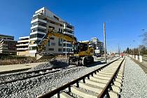 Stavba tramvajové trati Sídliště Modřany - Libuš (březen 2023)