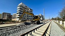 Stavba tramvajové trati Sídliště Modřany - Libuš (březen 2023)
