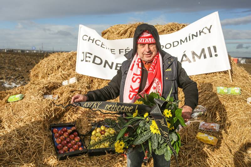 Protest zemědělců ve Vestci u Prahy ve čtvrtek 20. ledna 2022.