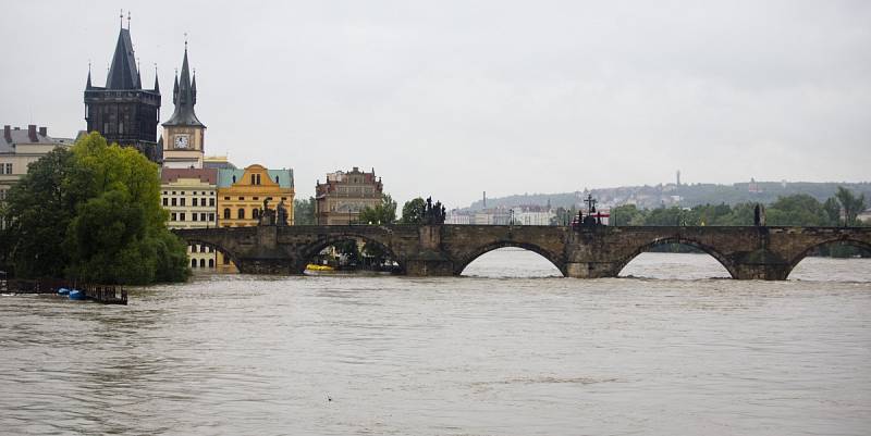 Záplavy v centru Prahy 3. června. 