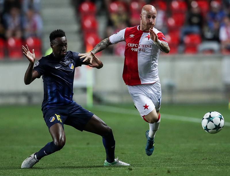 Play off Ligy mistrů mezi SK Slavia Praha a APOEL FC, hrané 23. srpna v Praze.