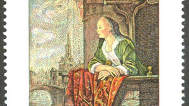 Známka s obrazem Mladá dáma na balkóně