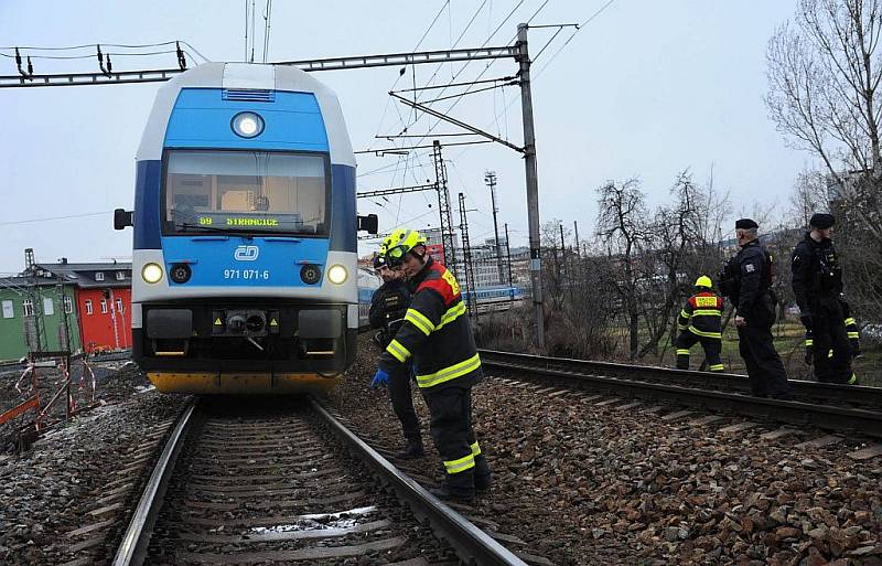 Nehoda na nádraží Praha-Vršovice.