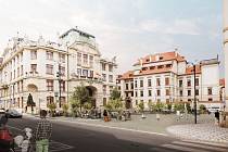 Vizualizace nové podoby Mariánského náměstí v Praze.
