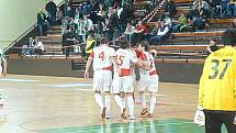 Z futsalového derby v první lize Slavia - Bohemians (3:1).