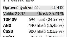 Pětice volebních uskupení, která v daném místě získala největší podporu v eurovolbách.