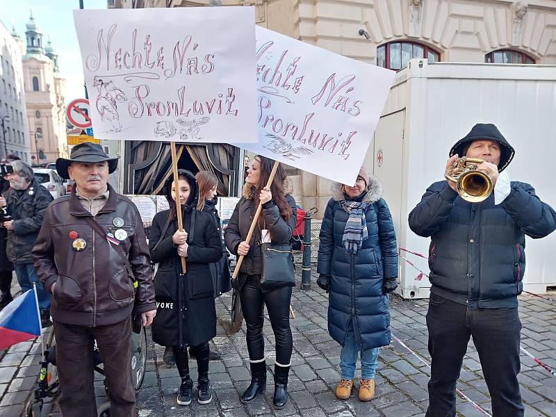 Fiakristé a jejich sympatizanti demonstrovali ve čtvrtek 27. ledna před sídlem magistrátu.